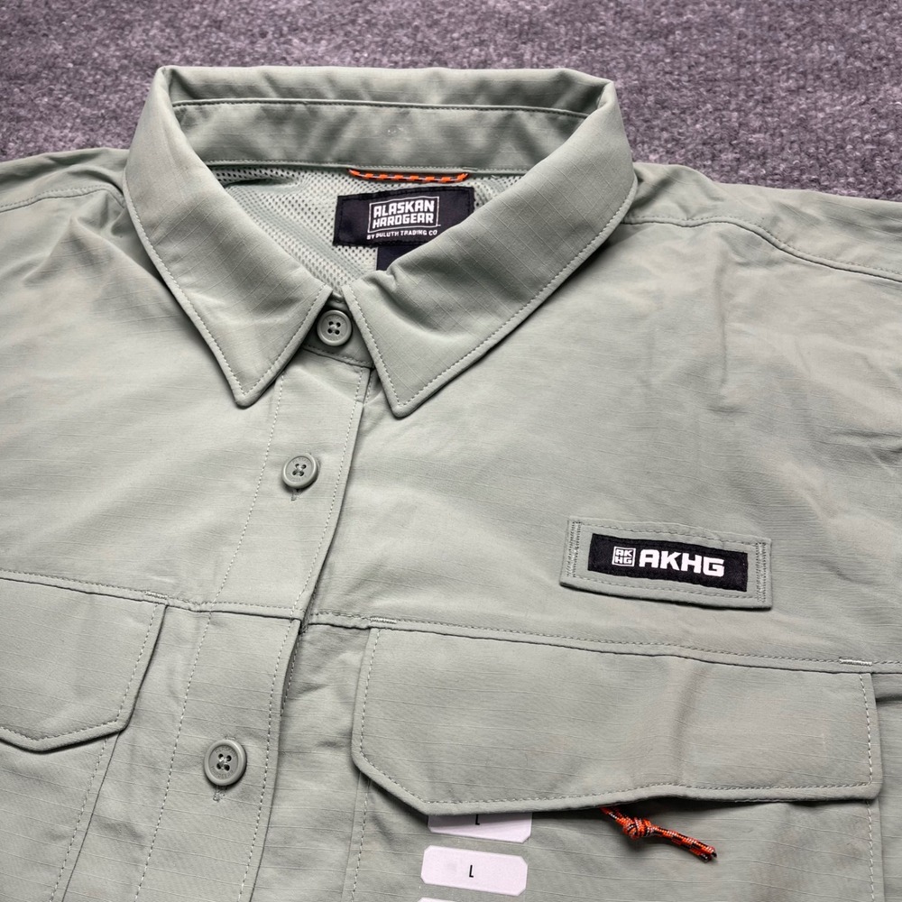 Alaskan Hardgear AKHG Duluth Men Large Sage Green Ripstop Fishing Hiking Shirt
